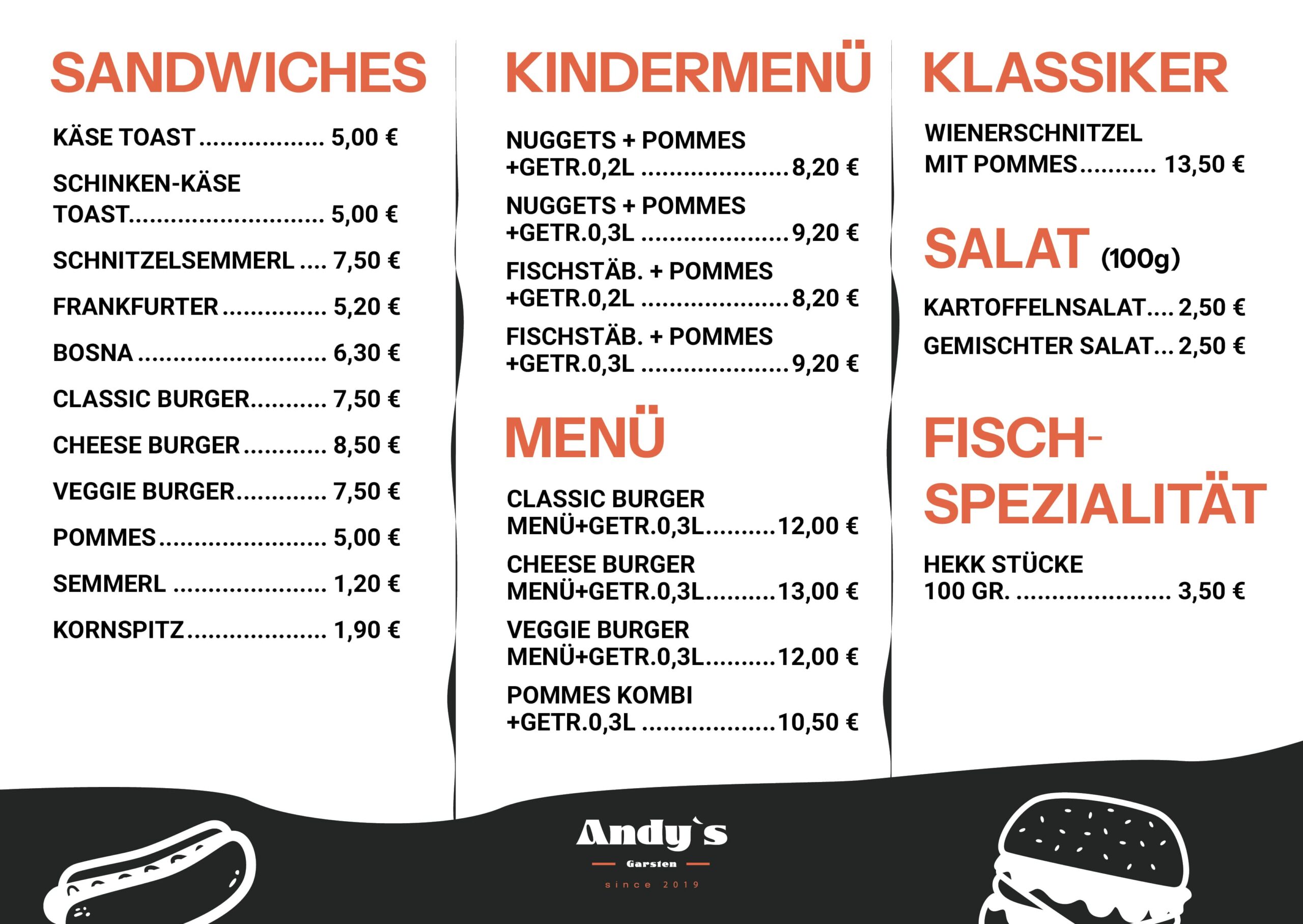 Speisekarte fekvo